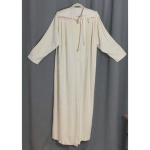 Vintage L  Robe 1940s Old Hollywood Knit Satin Pink Bead Rhinestone Bows Pockets